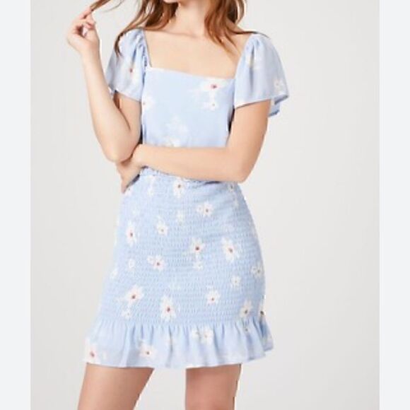 NWOT- ROWA Blue Flower Dress Size Small Stretchy - Picture 2 of 10